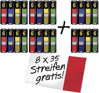 3M Indexmarkers klein 11.9 x 43.1 mm diverse kleuren 16 x 35 verpakking met dispensers en 8 x 35 gratis 683-4 + 2 (pak 6 blokken)