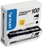 Pilot permanent marker 100, XXL doos met 15 + 5 stuks, zwart