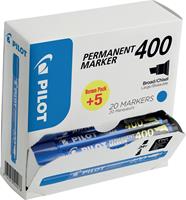 Pilot permanent marker 400, XXL doos met 15 + 5 stuks, blauw