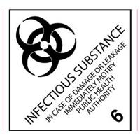 IMO 6.2 Infectious substance label, 100mm x 100mm, 1.000 etiketten