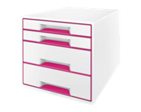 leitz WOW Cube ladenset. A4 Maxi. 4 laden. 287 x 270 x 363 mm. wit en metallic roze