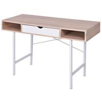 vidaXL Schreibtisch mit 1 Schublade Eiche und Weiß Mehrfarbig