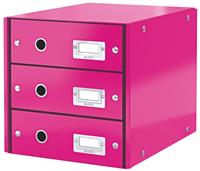 LEITZ Schubladenbox Click & Store WOW, 3 Schübe, pink
