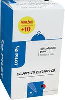 Pilot balpen Super Grip G medium met dop, value pack met 30 + 10 stuks in 3 geassorteerde kleuren