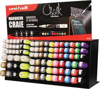 Uni-ball krijtmarker, display met 96 stuks in geassorteerde kleuren en punten