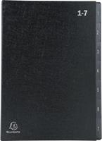 Pultordner Exacompta 57007E, Format A4, 7 Fächer, Taben 1-7, B 250 x H 330 mm, Blauer Engel, Recycling-Karton, schwarz