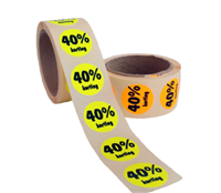 40% Kortinggstickers, Fluor Oranje, 500 Stickers