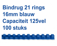 fellowes Bindrug  16mm 21rings A4 blauw 100stuks