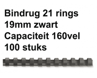 fellowes Bindrug  19mm 21rings A4 zwart 100stuks