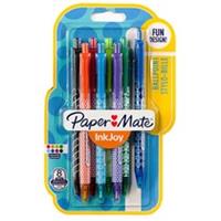 Papermate Paper Mate balpen Injoy 100 RT Wrap, blister van 8 stuks in geassorteerde fun kleuren