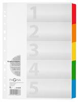 PAGNA indexbladen karton, cijfers 1-5, gekleurde tabs