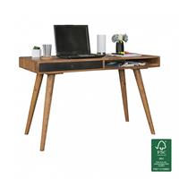 WOHNLING Schreibtisch REPA 120 x 60 x 75 cm Massiv Holz Laptoptisch Sheesham Landhaus Arbeitstisch Bürotisch braun