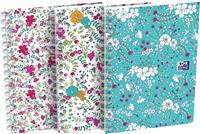 Oxford Floral softcover spiraalschrift, ft A6, 50 vel, geruit 5 mm, 3 geassorteerde designs