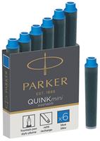 Parker Quink Mini inktpatronen blauw, doos met 6 stuks
