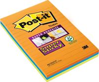 Post-it Haftnotizen SuperSticky 102 x 152mm 3-farbig sortiert liniert 3 x 45 Blatt