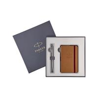 Parker giftbox Sonnet vulpen medium + notebook, zilver