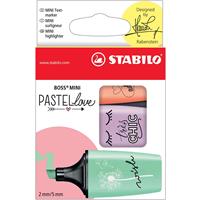 Markeerstift Stabilo Boss Mini PastelLove, doosje met 3 stuks in geassorteerde pastelkleuren