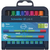 Schneider balpen Slider Link-it, opstelbaar etui van 8 stuks in geassorteerde kleuren