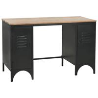 vidaXL Schreibtisch mit Ständer Tannenholz Massiv und Stahl 120x50x76 cm Schwarz
