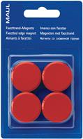 Maul magneet MAULsolid, diameter 32 mm, rood, blister van 4 stuks