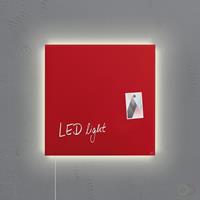 Sigel Glasmagneetbord  Artverum LED light 480x480x15 rood