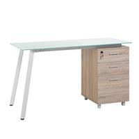Schreibtisch Bürotisch Computertisch weiß/Holz 3 Schubladen Montevideo - BELIANI