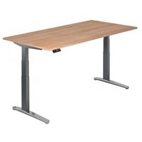 hammerbacher Hoehenverstellbarer Steh-Sitz-Schreibtisch XBHM 200 x 100 - Nussbaum / Graphit-Alu