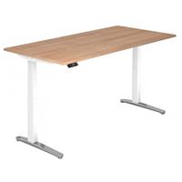 hammerbacher Hoehenverstellbarer Steh-Sitz-Schreibtisch XBHM 200 x 100 - Nussbaum / Weiss-Alu