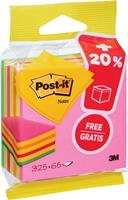 Post-it Notes kubus ft 76 mm x 76 mm, Neon, blok van 325 + 65 vel gratis, op blister