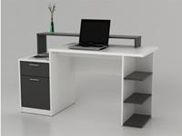 Kauf-Unique Schreibtisch mit Stauraum ZACHARIAS III - Weiß & Grau