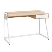 beliani Schreibtisch Weiß mit Braun 120 x 60 cm mit Viel Stauraum Modernes Design
