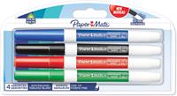 Paper Mate whiteboardmarker met fijne punt, blister van 4 stuks, geassorteerde kleuren