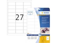 Herma 4233 Etiketten (A4) 63.5 x 29.5 mm Folie, mat Wit 675 stuk(s) Extra sterk hechtend Veiligheidsetiketten