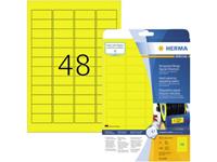 Herma 8030 Etiketten (A4) 45.7 x 21.2 mm Polyester folie Geel 1200 stuk(s) Extra sterk hechtend Folie-etiketten