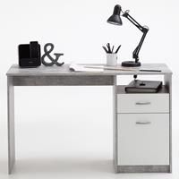 FMD Schreibtisch mit 1 Schublade 123×50×76,5 cm Betongrau und Weiß Grau