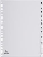 Exacompta tabbladen numeriek voor ft A4, uit PP, grijs, 12 tabs