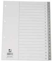 Q-Connect tabbladen set 1-20, met indexblad, ft A4, grijs