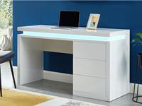 Kauf-unique Schreibtisch mit LED-Beleuchtung EMERSON - 3 Schubladen - Holz (MDF) - Weiß
