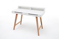 MCA furniture Schreibtisch "Tiffy", weiß matt lackiert, Gestell Massivholz buchefarben, Breite 110 cm