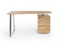 MCA furniture Bureau Tori Noesteiken massief hout geolied, met 3 laden, breedte 150 cm