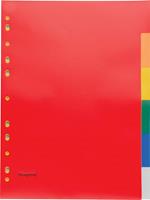 Pergamy tabbladen, ft A4, 11-gaatsperforatie, PP, 6 tabs in geassorteerde kleuren