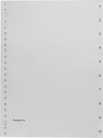 Pergamy tabbladen, ft A4, 23-gaatsperforatie, grijze PP, set 1-10