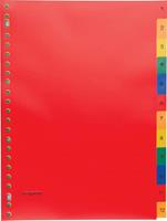 Pergamy tabbladen, ft A4, 23-gaatsperforatie, PP, geassorteerde kleuren, set 1-12