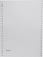 Pergamy tabbladen, ft A4, 23-gaatsperforatie, grijze PP, set 1-52