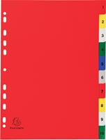 Exacompta tabbladen numeriek voor ft A4, uit PP 12/100e, 10 kleurtabs, met indexblad, wit