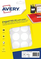 Avery PET30W ronde markeringsetiketten, diameter 30 mm, blister van 384 stuks, wit