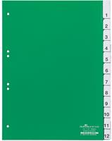 durable Tabbladen Met Bijbehorende Blanco Insteekkaartjes 6210 A4 12 tabs Geperforeerd Groen 1 tot 12