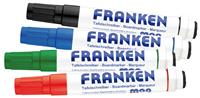 franken Z1703 Whiteboard Marker Fijn Ronde Punt Zwart, Rood, Groen, Blauw 4 Stuks