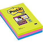 post-it Super Sticky Grote Notes Gelijnd 101 x 152 mm Ultra Kleuren 3 Blokken van 45 Vellen