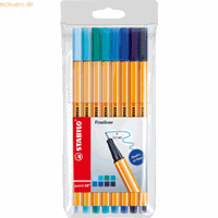 Stabilo Fineliner point 88 Etui Blautöne mit 8 Stiften